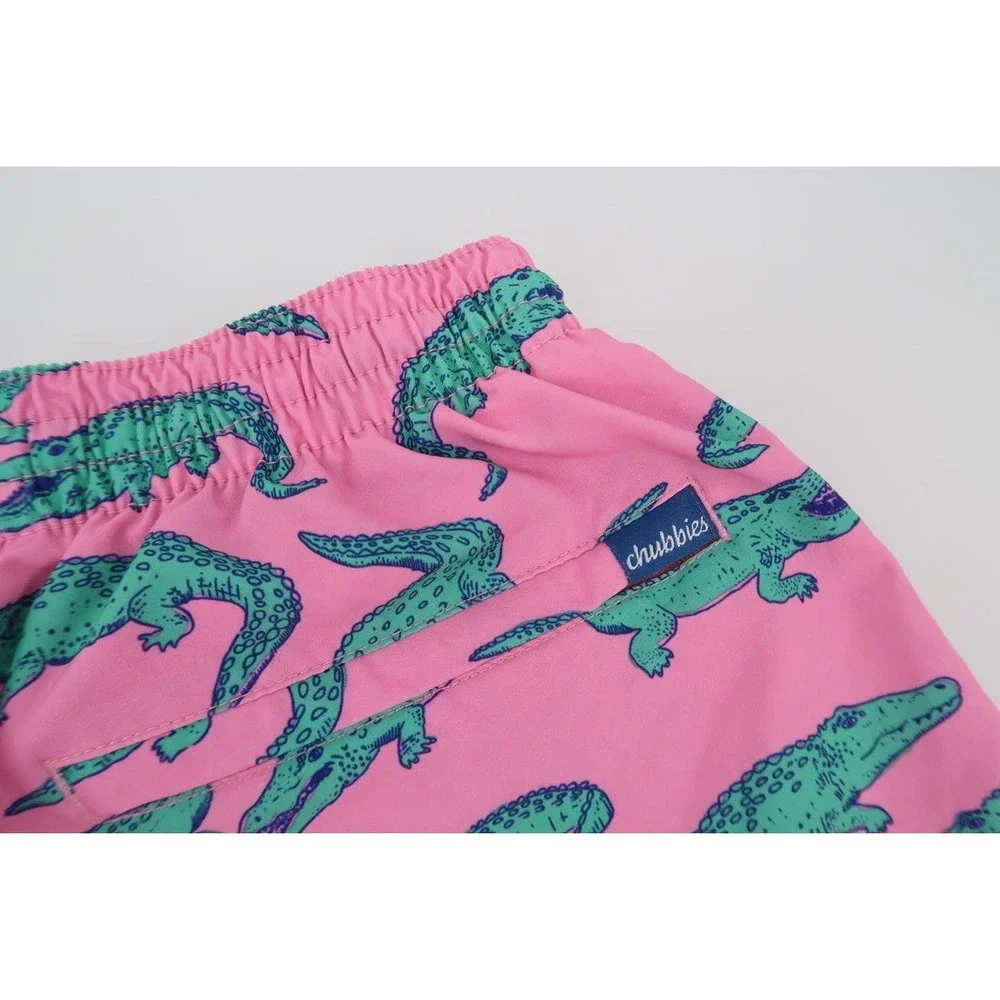 Chubbies The Glades Swim Trunks Mens Medium Pink Alligator Print 5.5